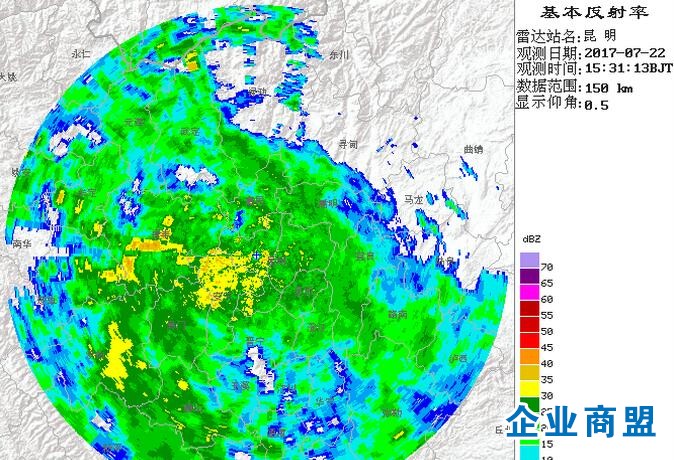 昆明下雨范围